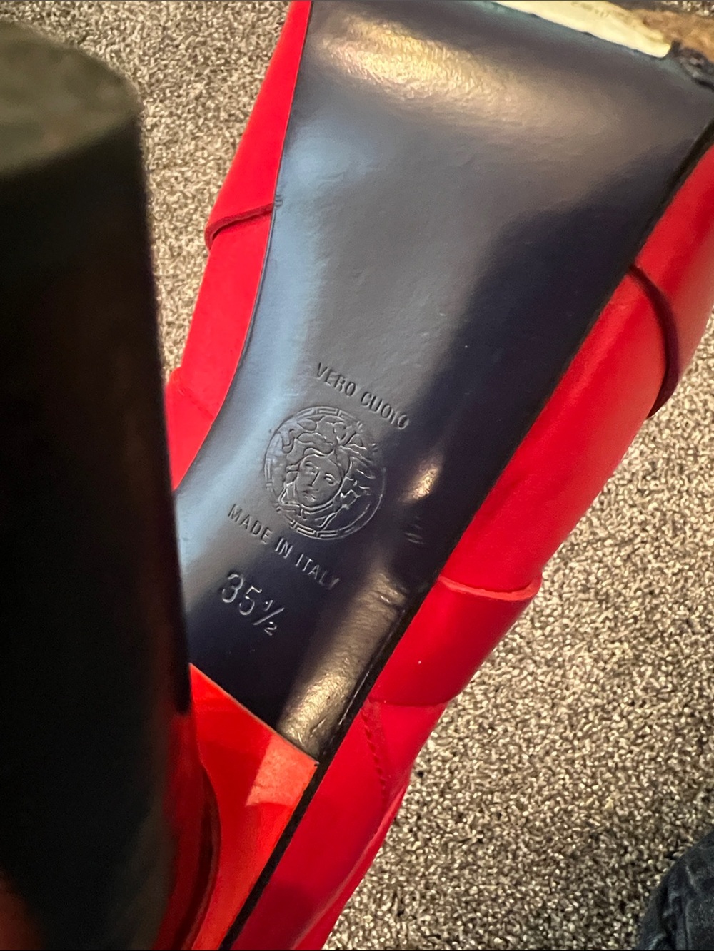 Versace Red Platform Ankle Booties with Stud Details - Picture 3 of 8